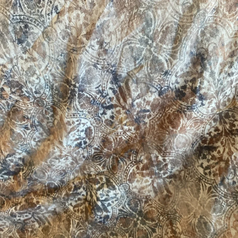 FRONTGATE Queen Duvet Persian Rug Design‎ Tan Blue Brown distressed EUC